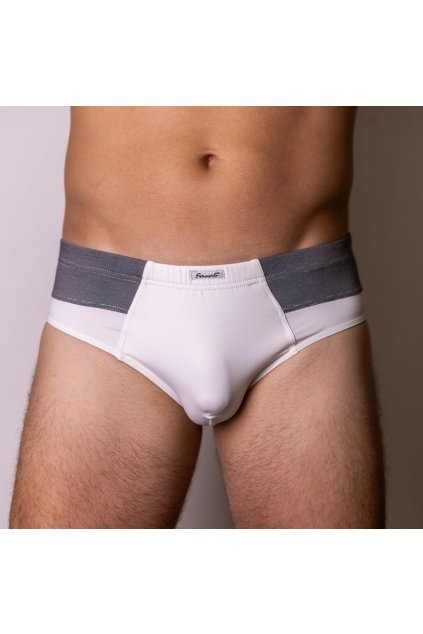 Bílé slipy se šedou vsadkou SKIN SLIP 0103