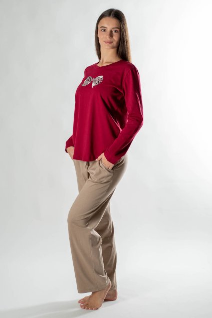 damske bezovo bordove pyzamo FAVAB