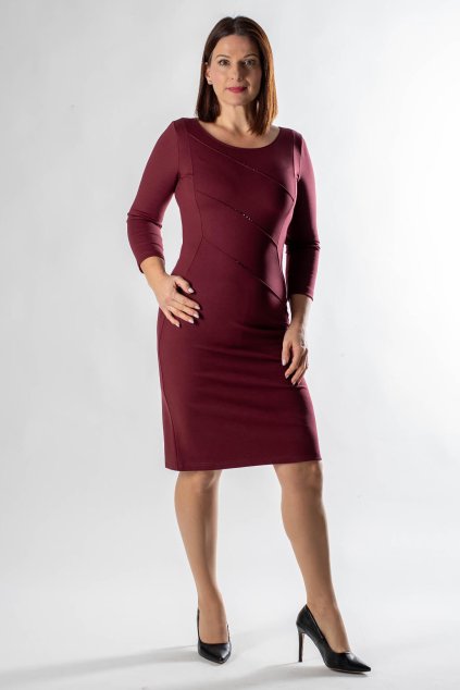 elegantne damske saty bordove FAVAB