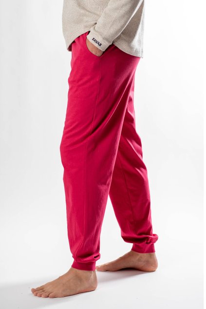 Dlouhé pánské jahodové kalhoty s kapsami