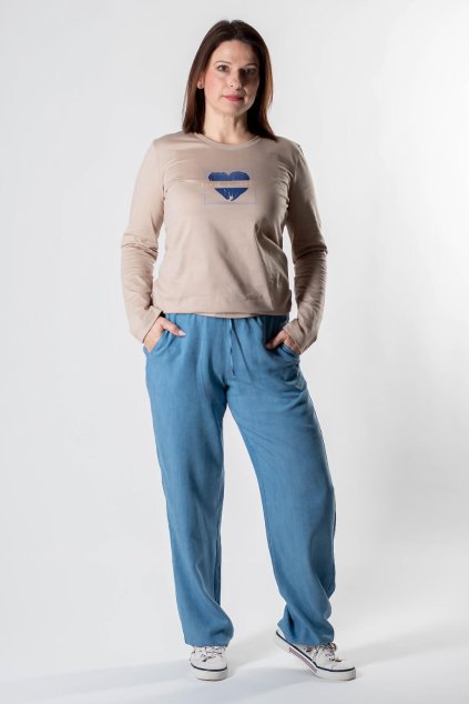 Pohodlné širší kalhoty denim look