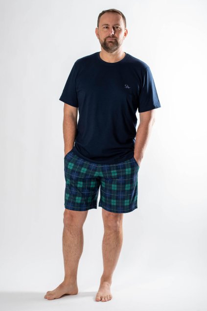 Pánske modré pyžamo s krátkym rukávom favab