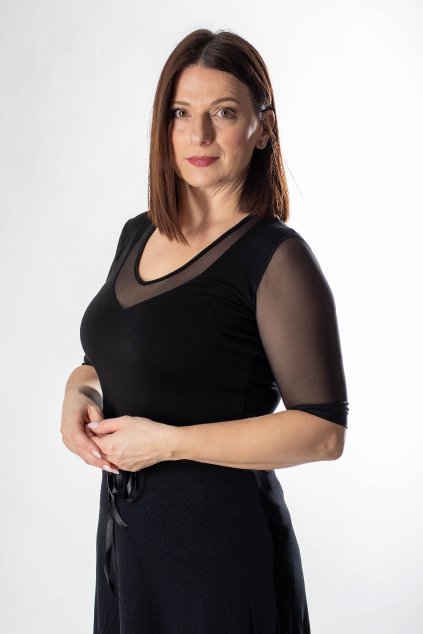 Čierne elegantné tričko s tylom LORIKAN