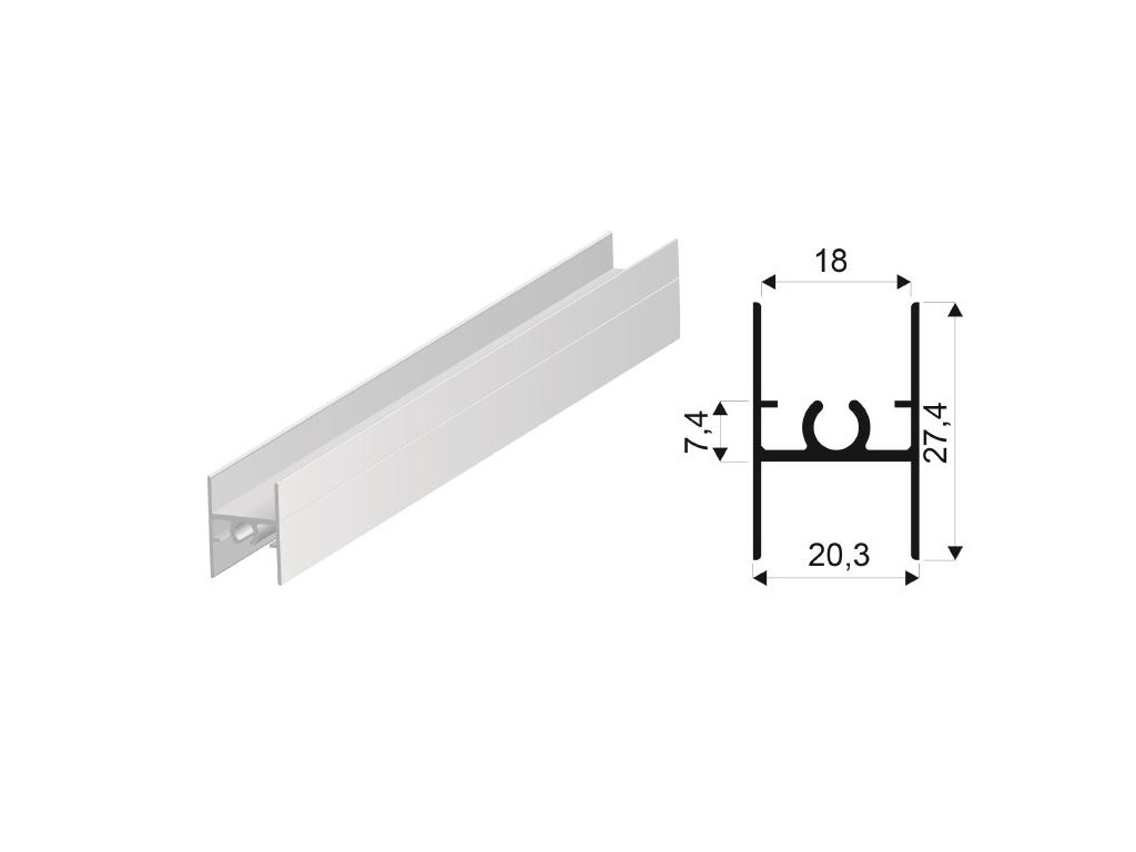 SEVROLL 04932 spojovací lišta Simple/Blue H28 3m (pro lamino 18mm) bílá lesk