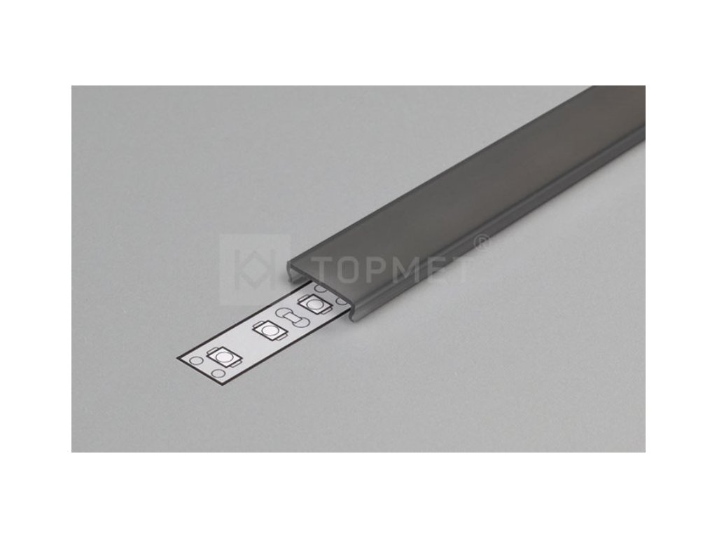 StrongLumio krycí lišta C k LED profilům naklapávací černá 2000mm