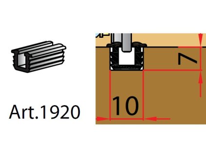 TERNO Dama vodící lišta pro vložené dveře 1920/A elox 3m