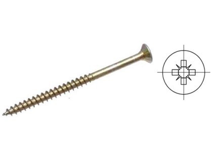 StrongFix Vrut PZ 6x140/70 zápustná hlava zinek žlutý PZ3, částečný závit