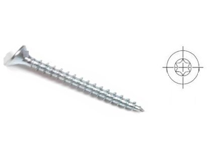 StrongFix Vrut TX 4x45 zápustná hlava zinek bílý T20