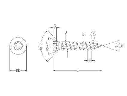 StrongFix Vrut TX 5x80/50 zápustná hlava zinek bílý T25, částečný závit