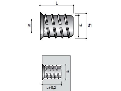 Matice závrtná s límcem BU04 M6x20mm