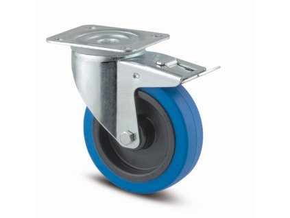 TENTE Kolečko otočné 3477 měkčený běhoun, průměr 100 mm, s brzdou, modrá