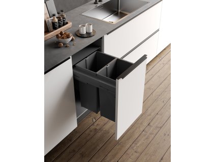 GOLLINUCCI Sorter 580 EVO, 450 mm, 2x29l, šedé, vč. výsuvů a víka