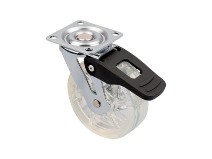 StrongCastors Kolečko TOP, průměr 75 mm, transparentní čirá, s brzdou