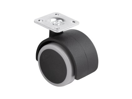 StrongCastors Kolečko s měkčeným běhounem, průměr 50, šedé, s plotničkou