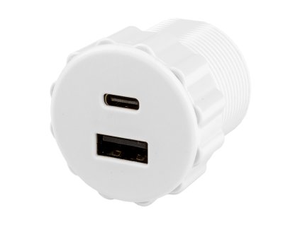 StrongPower USB A/C nabíječka, 2 x nabíjecí výstupy, průměr 35 mm, bílá