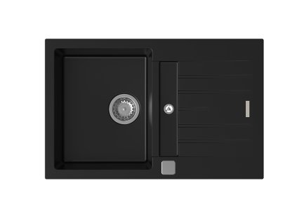 StrongSinks S3 Dřez granit Vardar 780, 780x500 mm, s odkapem a vaničkou,černý