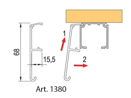 TERNO interiérové posuvné dveře 40-120kg, krycí profil černý 1380/A/S 2m