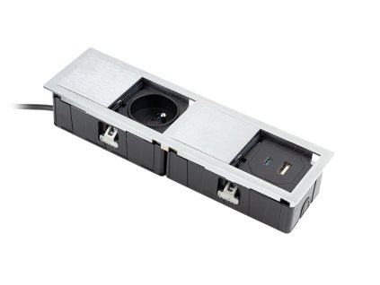 VersaHit Mono combi 1x230V, 1x USB A/C nabíječka, broušený hliník