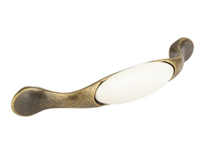 TULIP Úchytka Gipa 96 starozlatá/porcelán bílý + šroubky