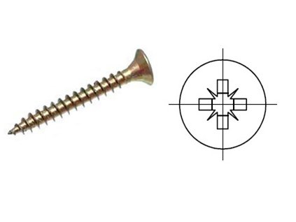 StrongFix Vrut PZ 4,5x40 zápustná hlava zinek žlutý PZ2