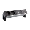 K-BACHMANN 937.134 Desk 2, alu black, 2x230V, 2x USB nabíjecí PLUS KABEL