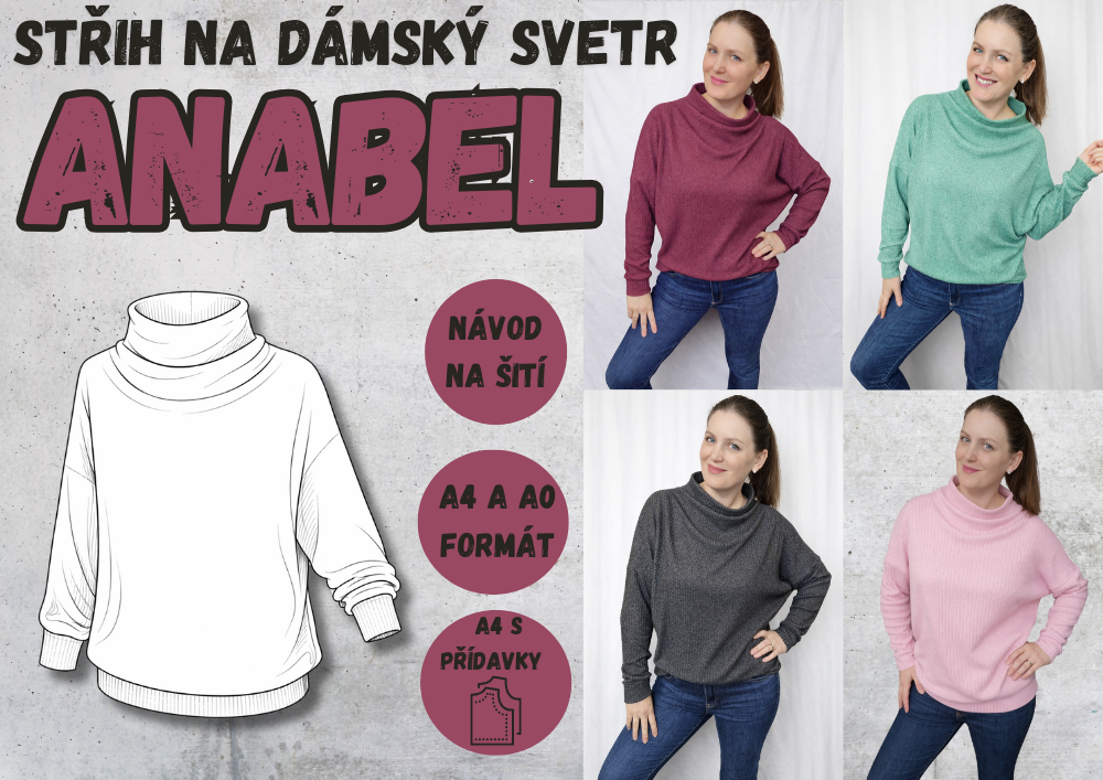 Střih na dámský svetr Anabel