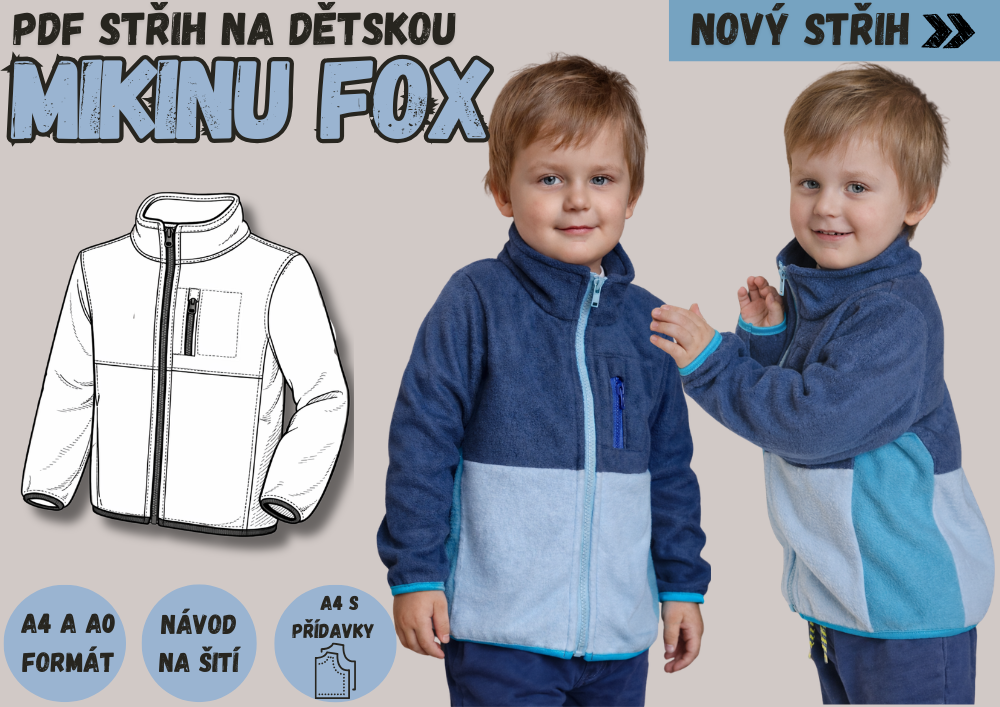 PDF střih dětská mikina FOX
