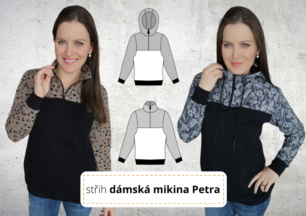 Střih na dámskou mikinu Petra