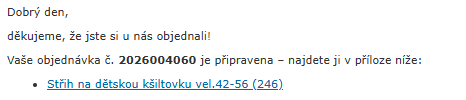 Odkaz ke stažení zakoupeného PDF střihu v e-mailu