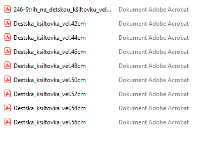 Rozbalené soubory PDF střihu v počítači