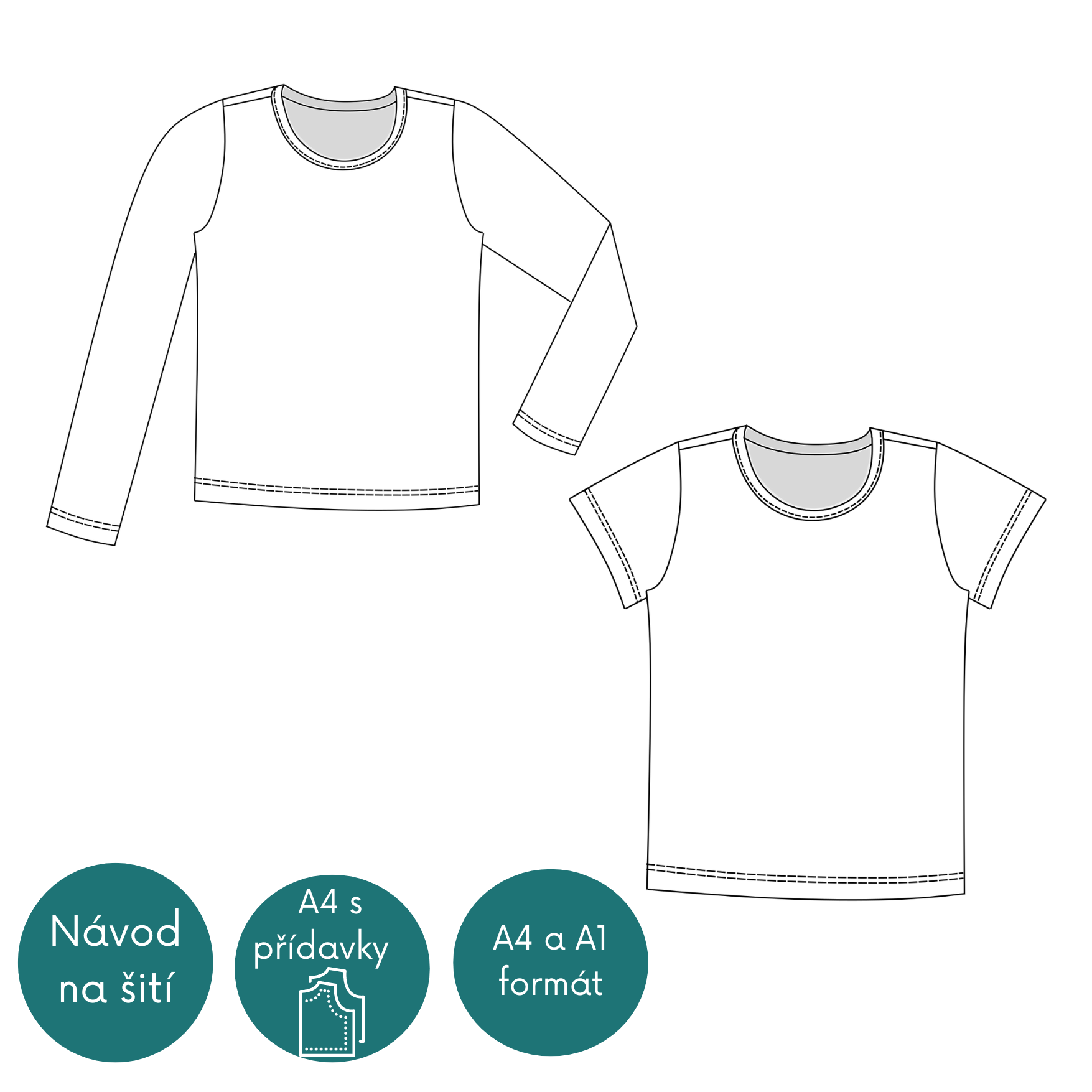 Střih na klasické dětské tričko vel.80-134 (214)