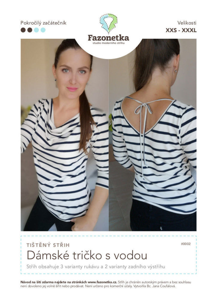 Tištěný střih Dámské tričko s vodou vel. XXS-XXXL