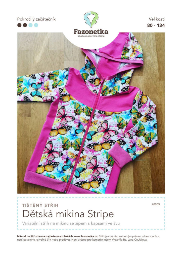 Tištěný střih Mikina Stripe vel.80-134