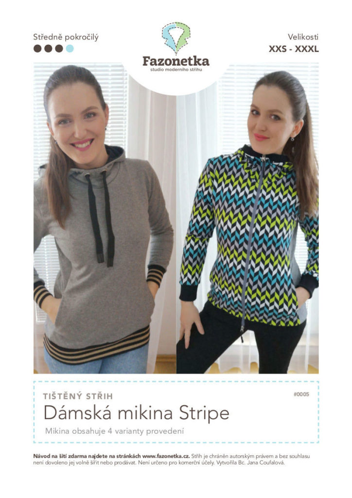 Tištěný střih Dámská mikina Stripe XXS-XXXL