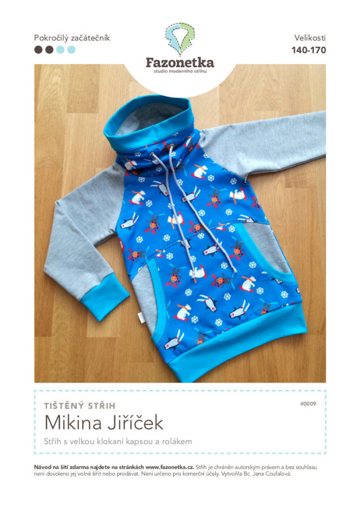 Tištěný střih mikina Jiříček vel.140-170