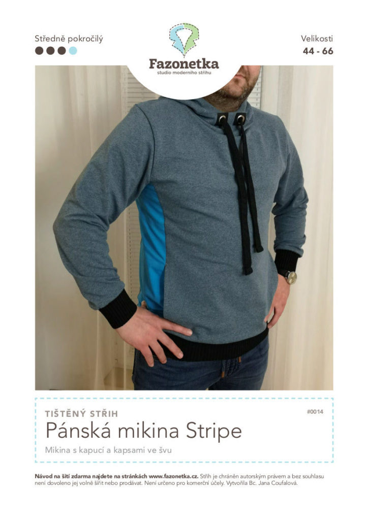 Tištěný střih pánská mikina Stripe vel.44-66