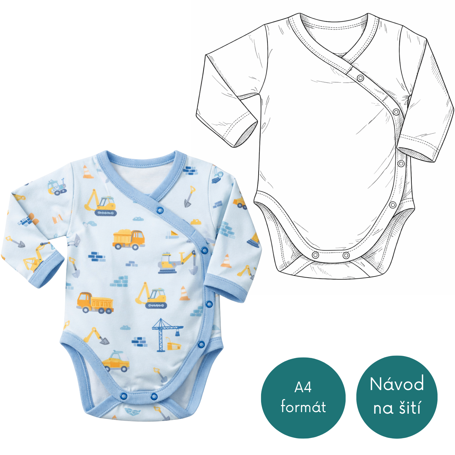 Střih dětské zavinovací bodyčko vel.50-86 (120)