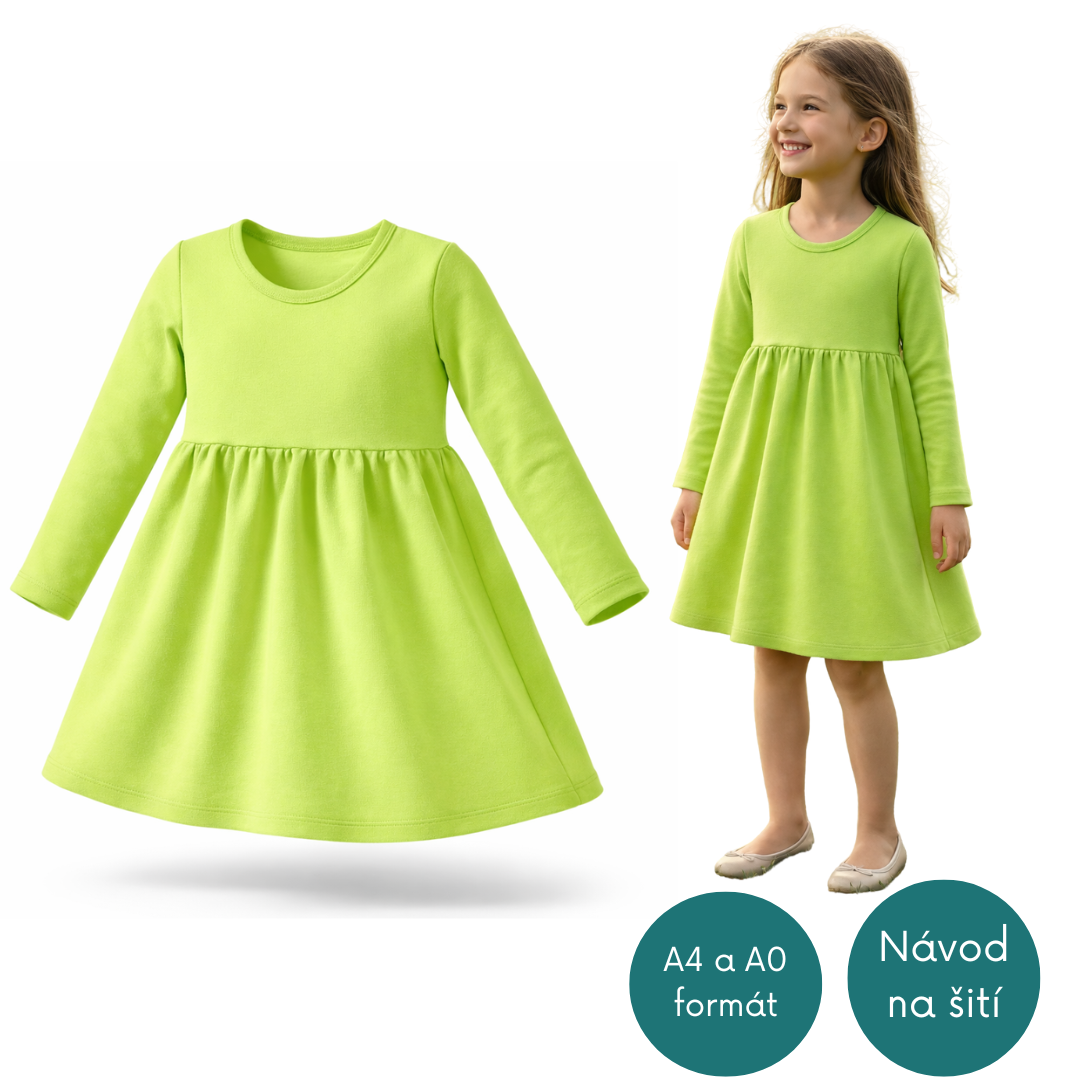 Střih dívčí šaty Maruška vel.80-134 (128)