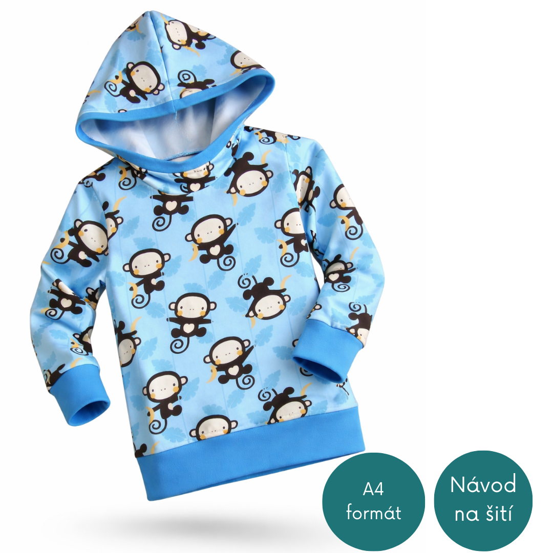 Střih na mikinu s kapucí vel. 128-152 (4)