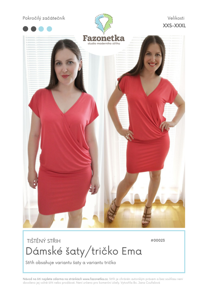 Tištěný střih Dámské šaty/tričko Ema vel. XXS-XXXL