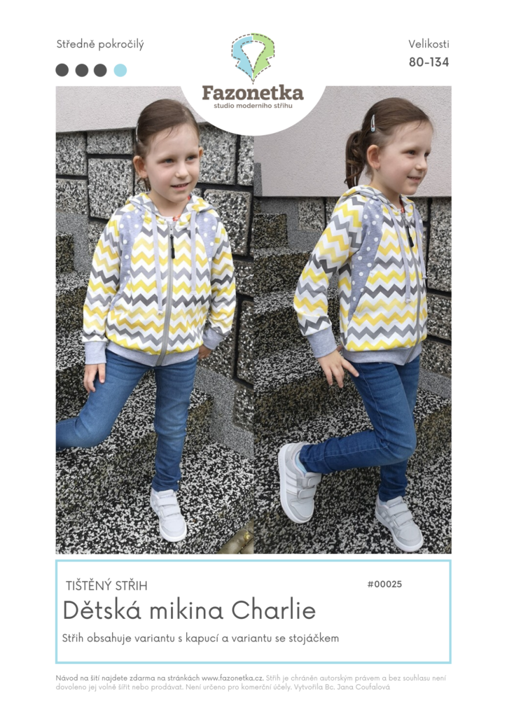 Tištěný střih dětská mikina Charlie vel. 80-134