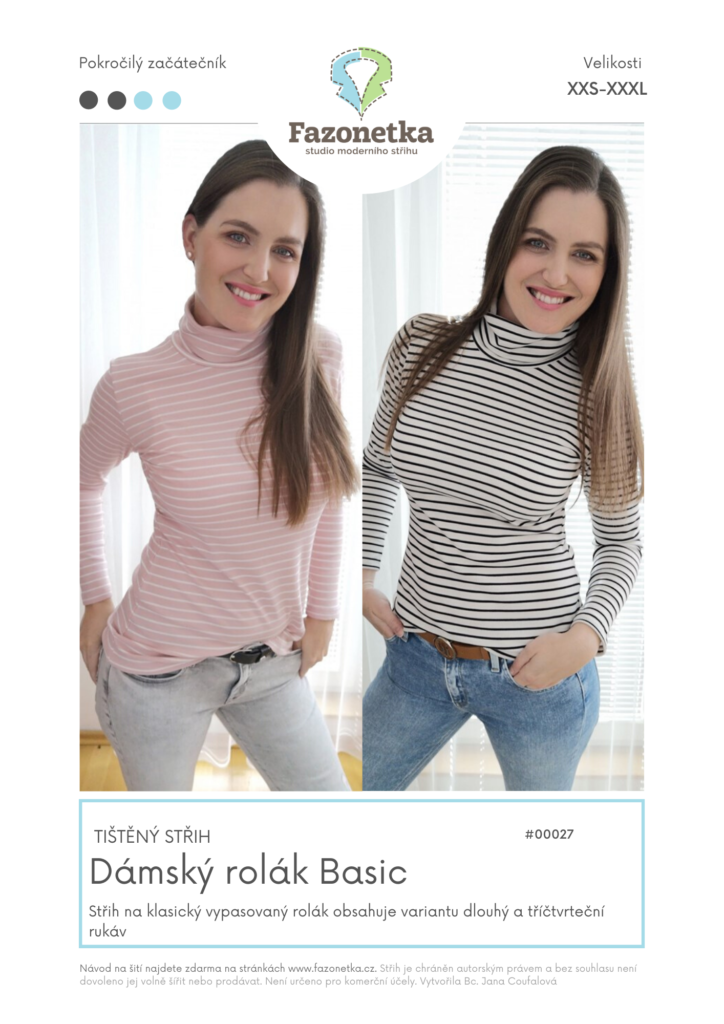 Tištěný střih dámský rolák Basic vel. XXS-XXXL