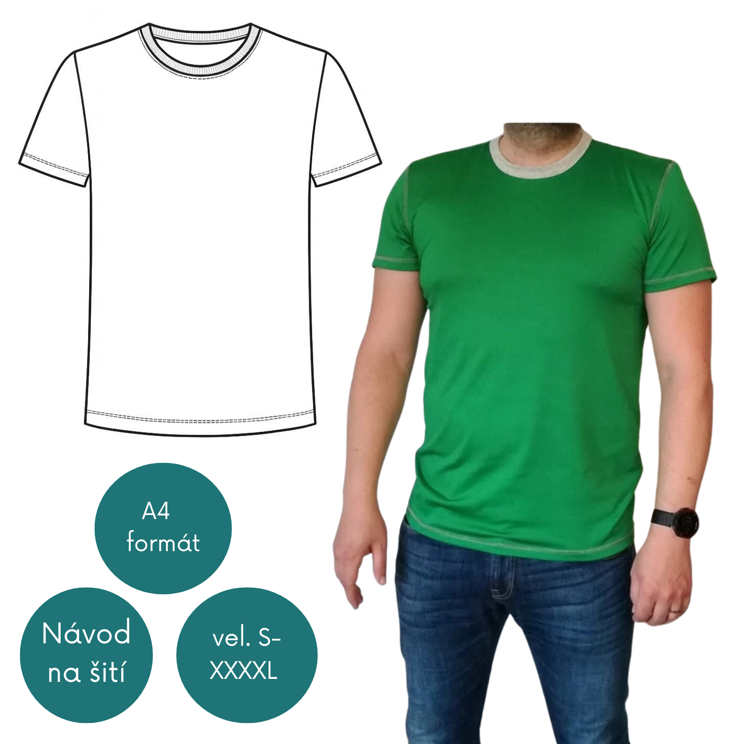 Střih na pánské klasické tričko- vel.S-XXXXL (31)