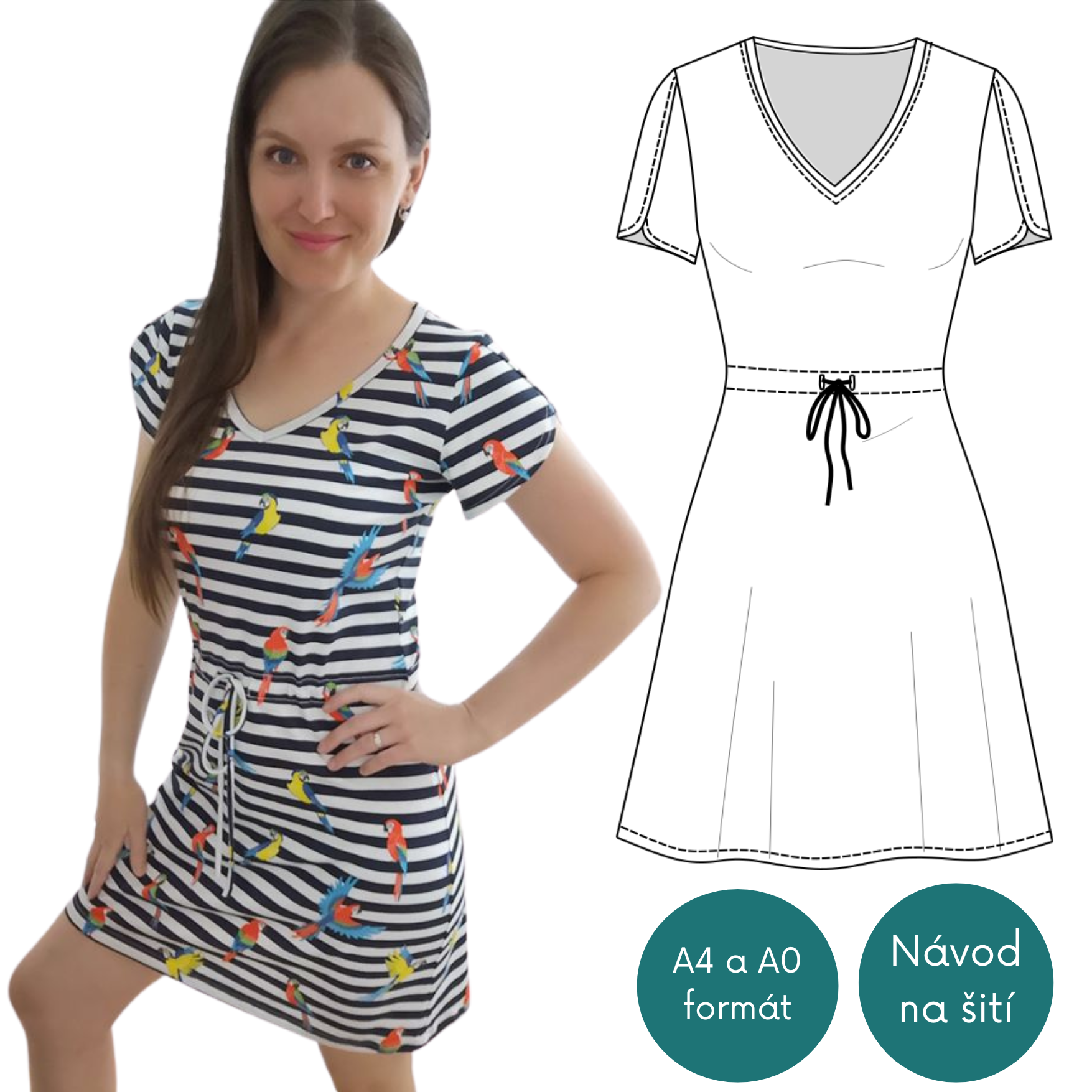 Střih na dámské šaty/tričko Georgia vel.XXS-XXXL (159)