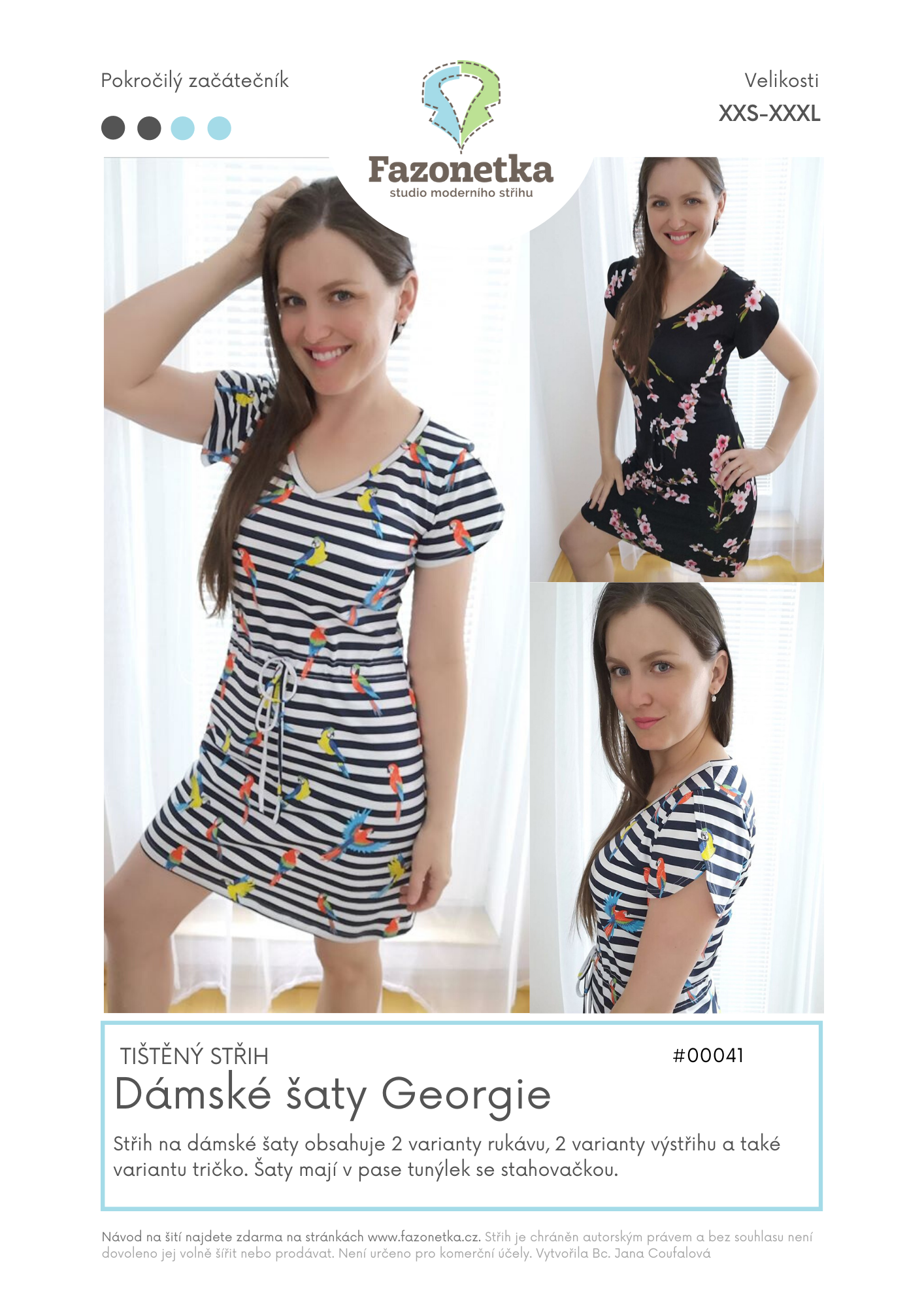 Tištěný střih na šaty Georgie vel.XXS-XXXL