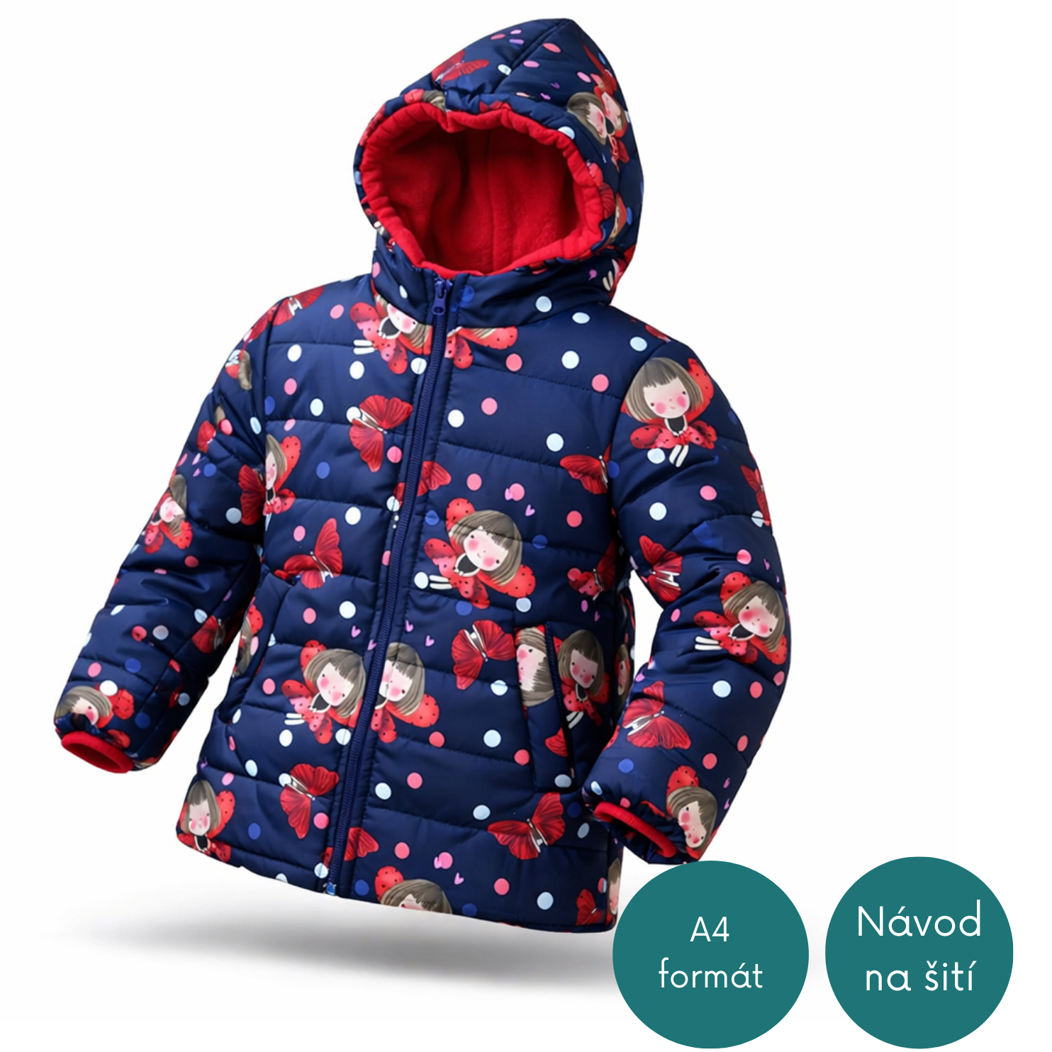 Střih na dívčí zimní bundu vel.80-134