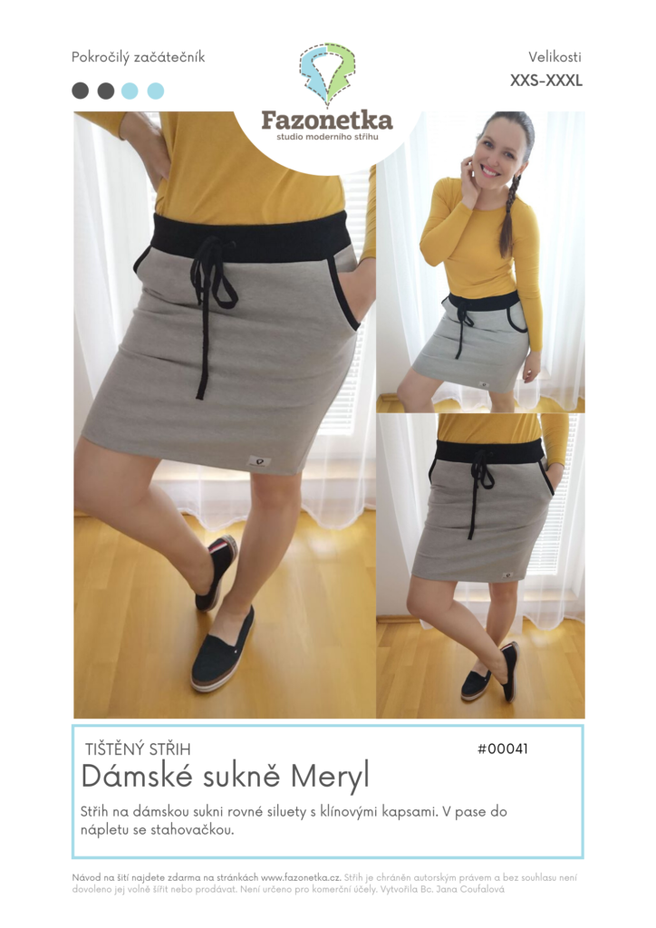Tištěný střih na sukni Meryl vel. XXS-XXXL