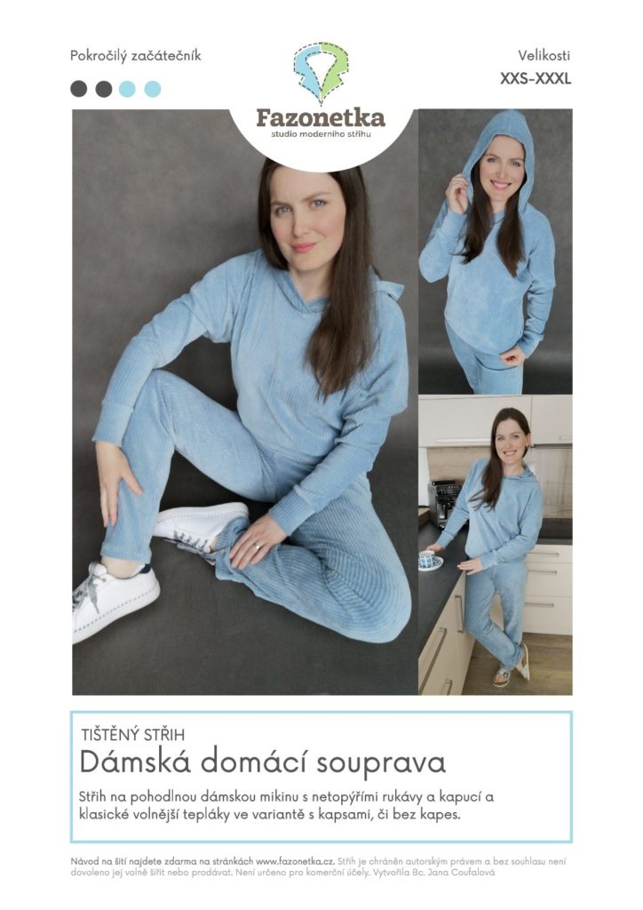 Tištěný střih na na dámskou domácí soupravu vel.XXS-XXXL