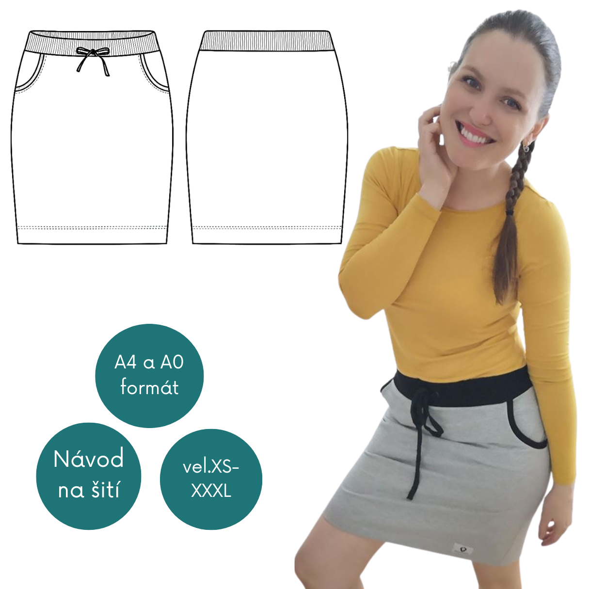 Střih sukně Meryl 2.varianty XS-XXXL (78)