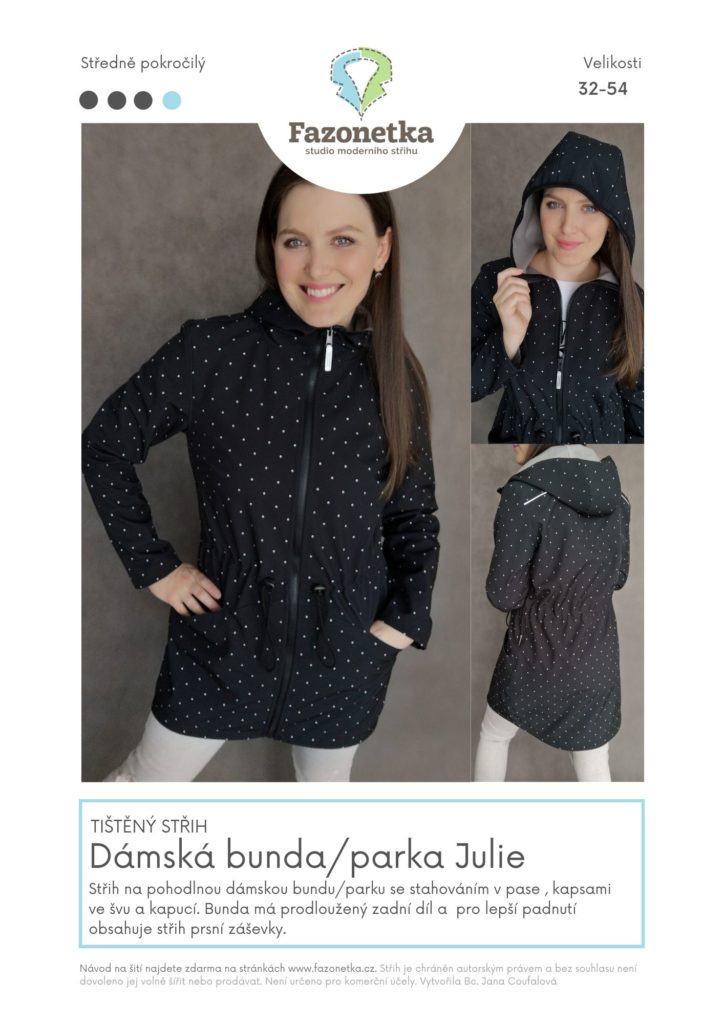 Tištěný střih na dámskou bundu/parku Julie vel.32-54